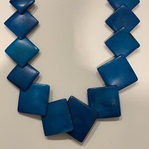 Wood turquoise statement necklace - EUC